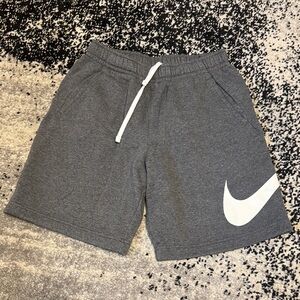 Nike Men’s Charcoal Gray Sweat Shorts with White Swoosh